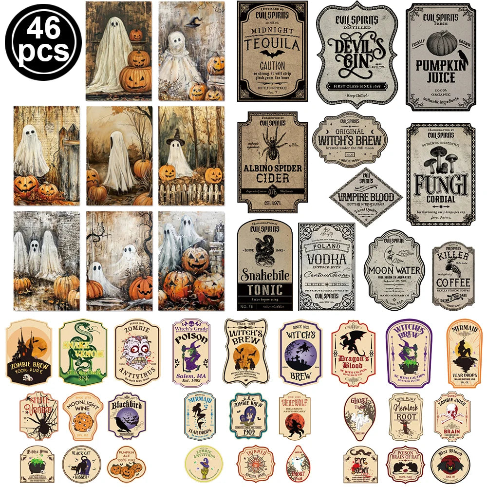 Halloween Cocktail Straws, Witch Hat & Bottle Label Party Decor Halloween Party Decor Babs ZH0251 92g 34