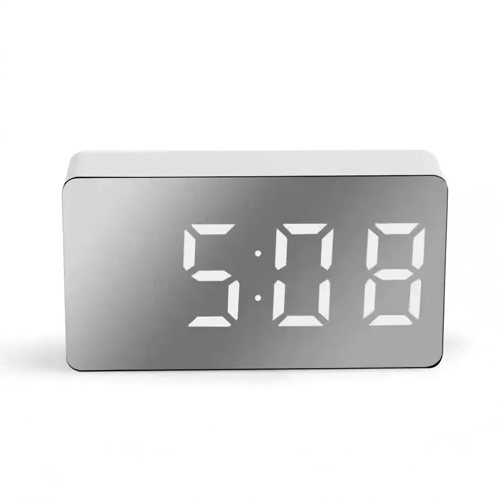 LED Mirror Desk Alarm Clock with USB Night Light & Snooze LED Alarm Clock Babs Black