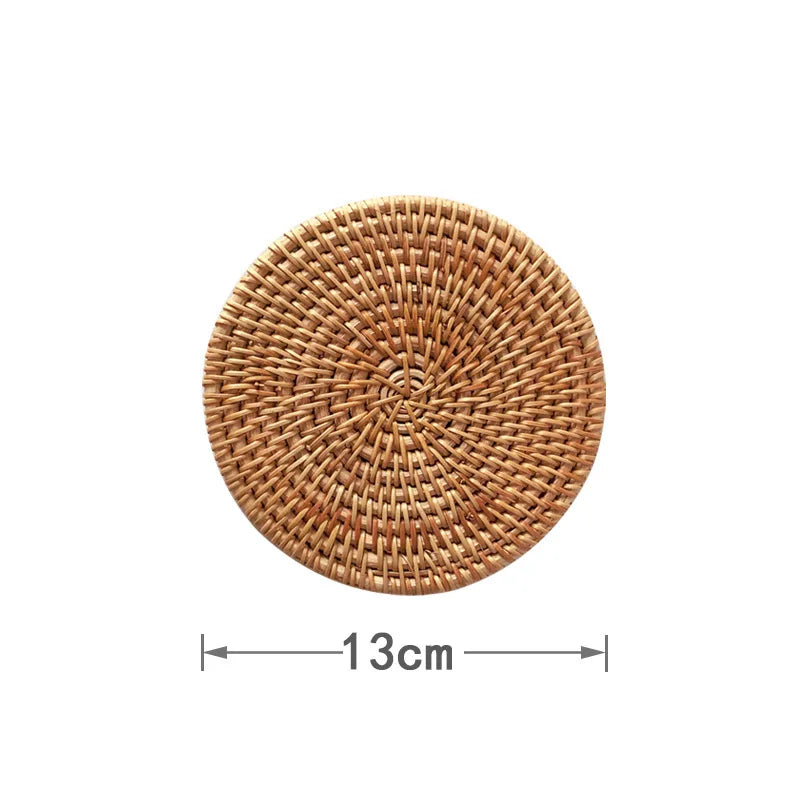 Handcrafted Round Rattan Placemats & Coasters – 8–20cm Rattan Placemat Coaster Babs 13CM 1PCS Round