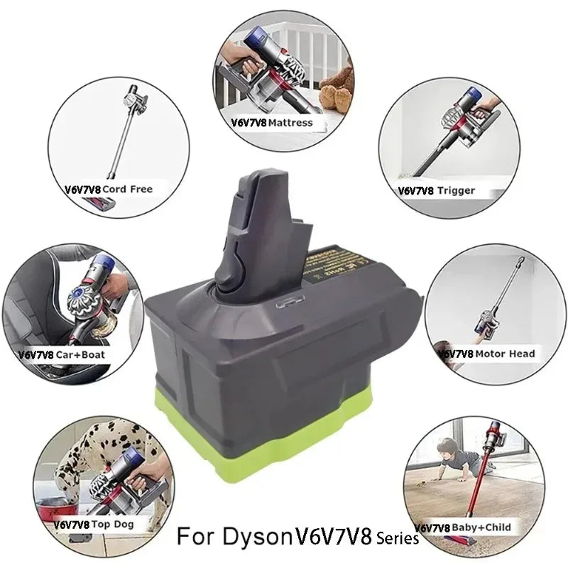 Ryobi 18V to Dyson V6 V7 V8 Battery Adapter RYO18V6/V7/V8 Battery Adapter Babs
