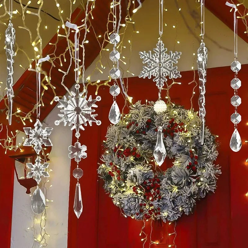 10Pcs Crystal Snowflake Christmas Tree Hanging Ornaments Christmas Tree Ornaments Babs