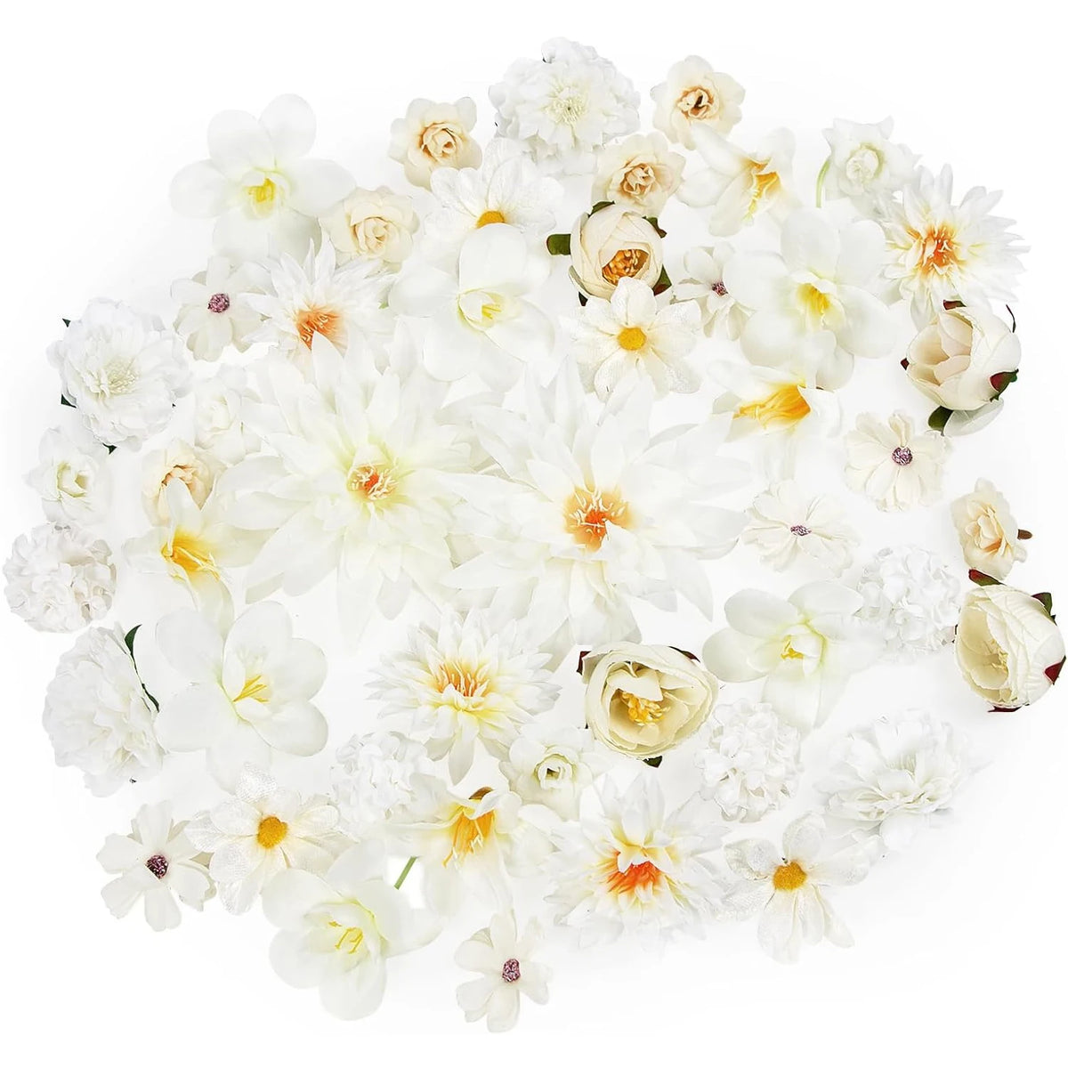 White Silk Artificial Flowers 48pcs – Wedding & Home Décor Artificial Silk Flowers Babs