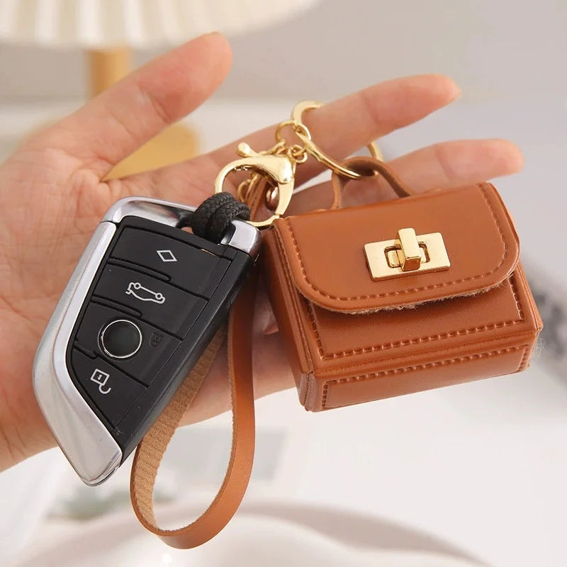 Mini Backpack Keychain PU Leather Makeup Coin Bag Organizer Mini Keychain Bag Babs
