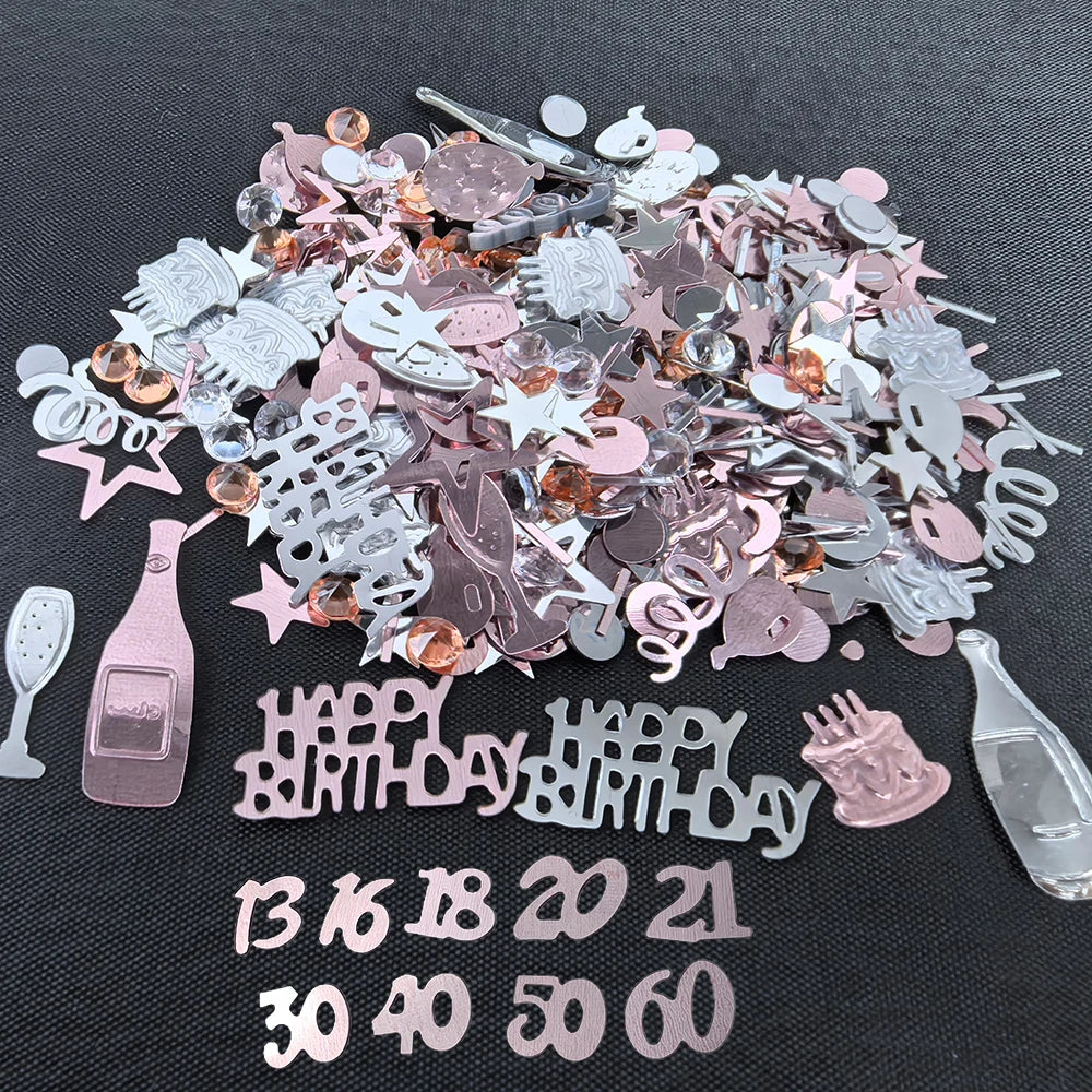 Rose Gold Birthday Confetti Foil Stars & Sequins Table Decor Party Confetti Decor Babs