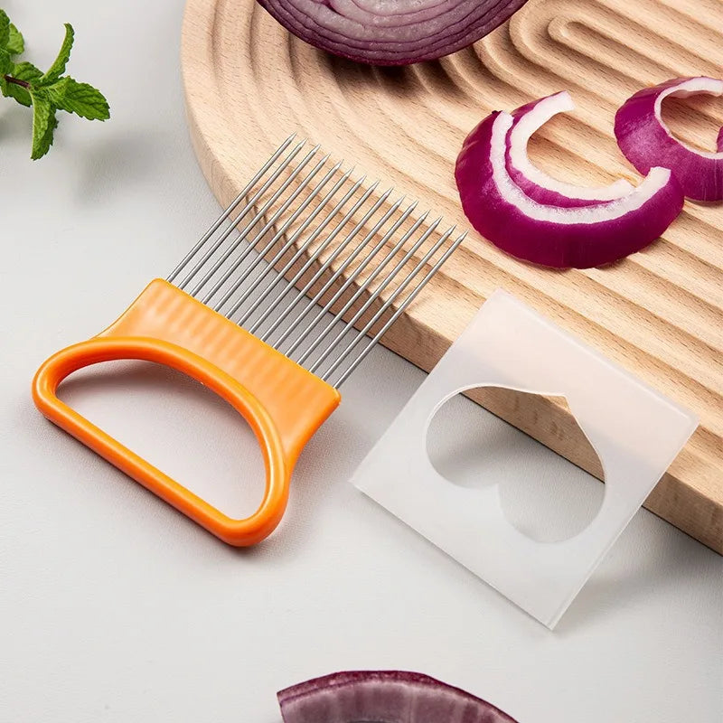 Stainless Steel Onion Holder & Potato Slicer – Kitchen Tool Vegetable Slicer Tool Babs