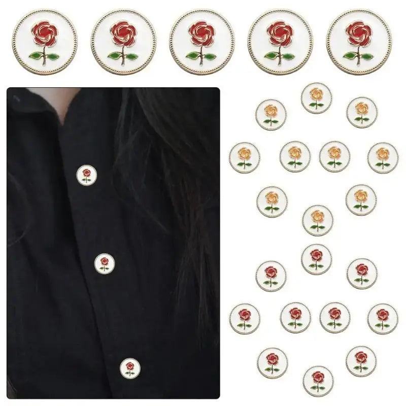 10Pcs Rose Metal Snap Buttons – DIY Sewing Craft Accessories Decorative Sewing Buttons Babs