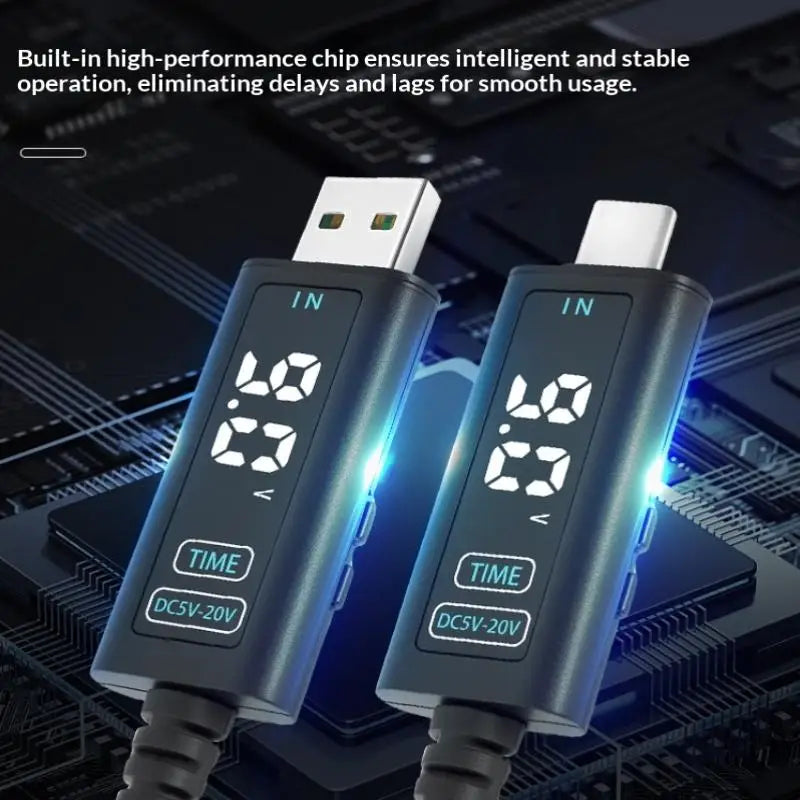 USB/Type-C to DC 5.5x2.5mm Adjustable Voltage Charging Cable Charging Cable Babs