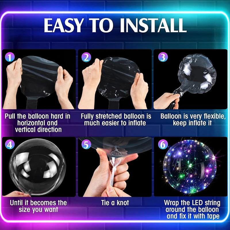 10Pcs LED Light-Up Bobo Balloons for Party & Wedding Decor LED Party Balloons Babs