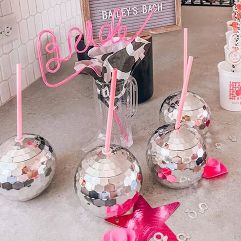 5-Pack Disco Ball Cups with Straws – Bridal & Party Supplies Party Cups Set Babs