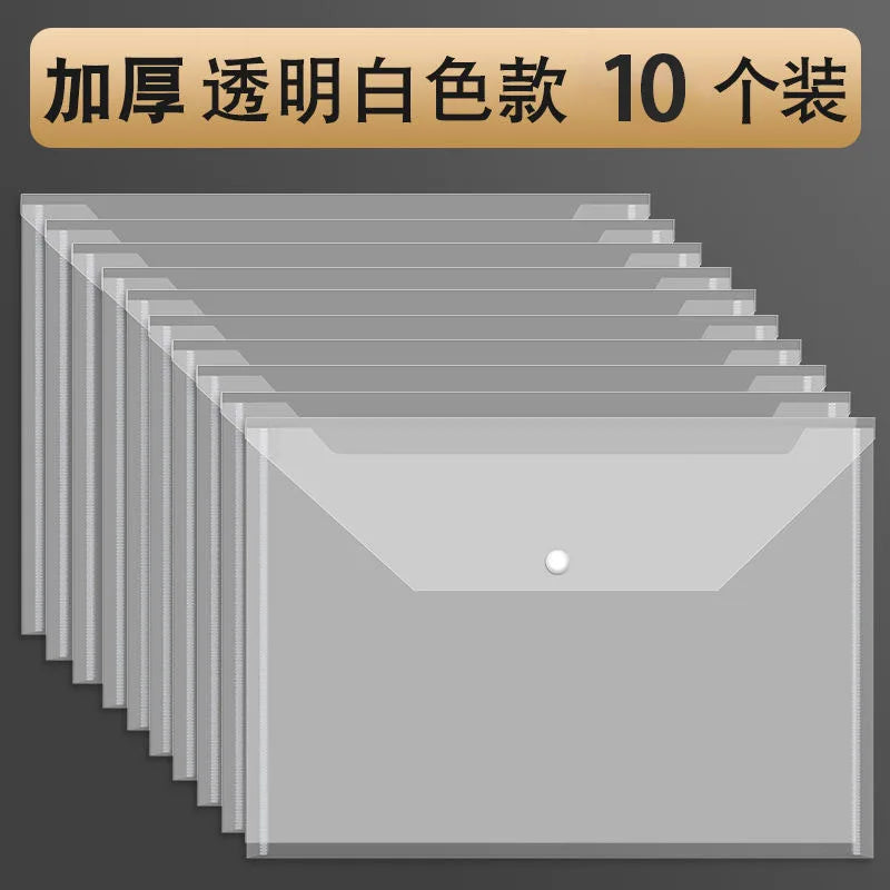 10-Pack Foldable Transparent File Bags for Office & School File Folder Set Babs TW-10P