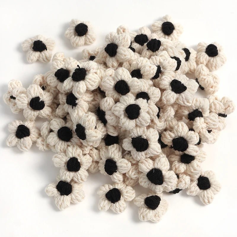 10/20Pcs 4cm Wool Flower Heads DIY Hair Clips Crafts Home Décor DIY Floral Embellishment Babs White 20pcs