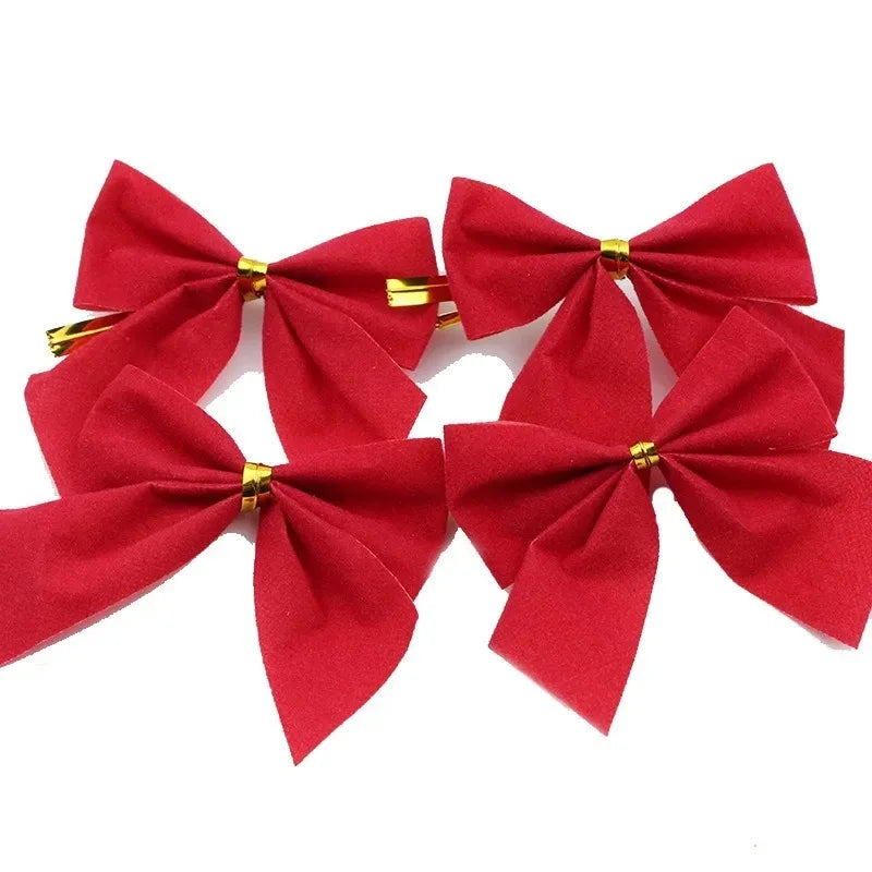 Mini Christmas Bows 12/24/36 Pcs – Red & Gold Xmas Bowknots Christmas Bow Ornaments Babs Red 24Pcs
