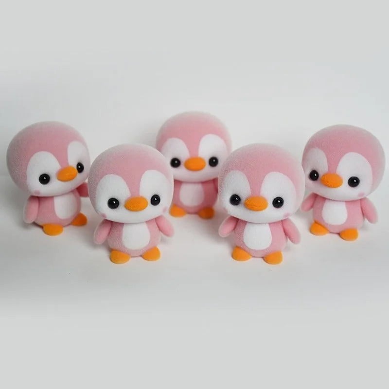 Mini Flocked Kawaii Penguin Doll – 5.5CM PVC Toy, 4 Colors Collectible Figurine Babs