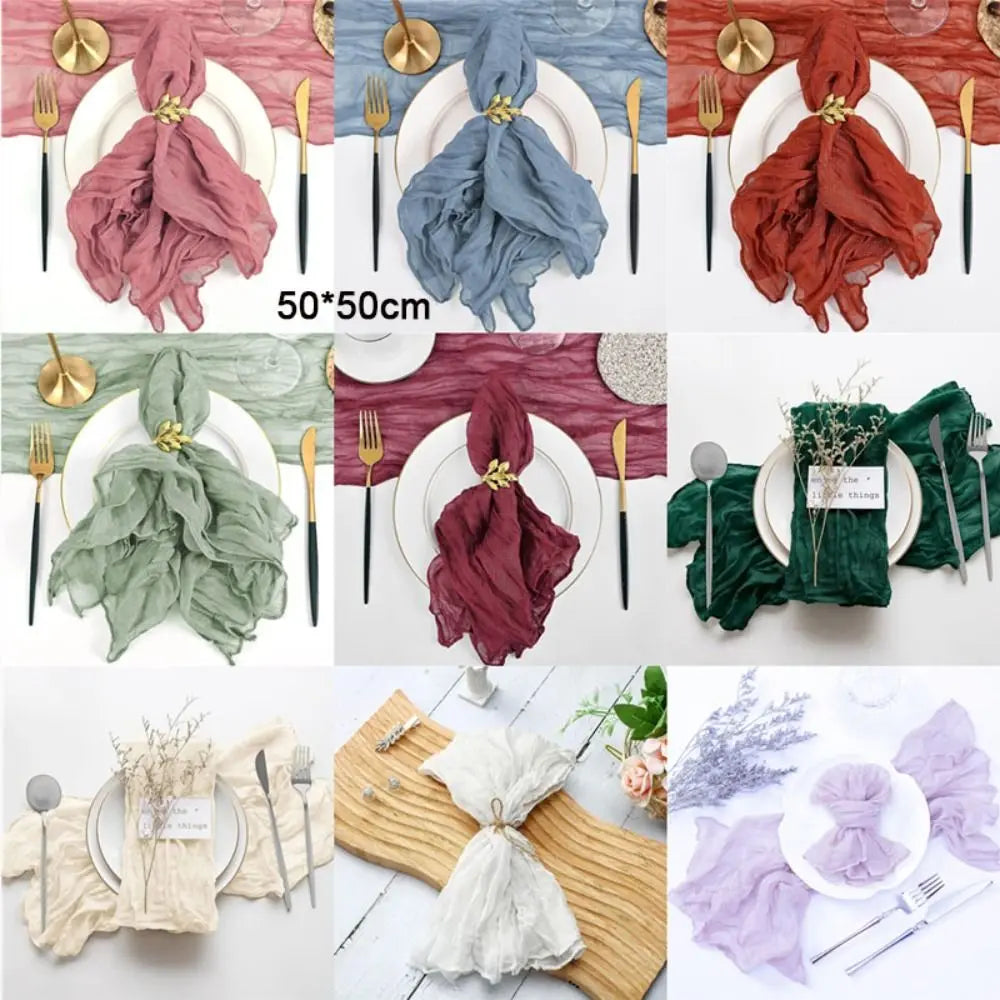 Reusable Gauze Napkins 50x50cm – Solid Color Polyester Table Linen Cloth Table Napkin Babs