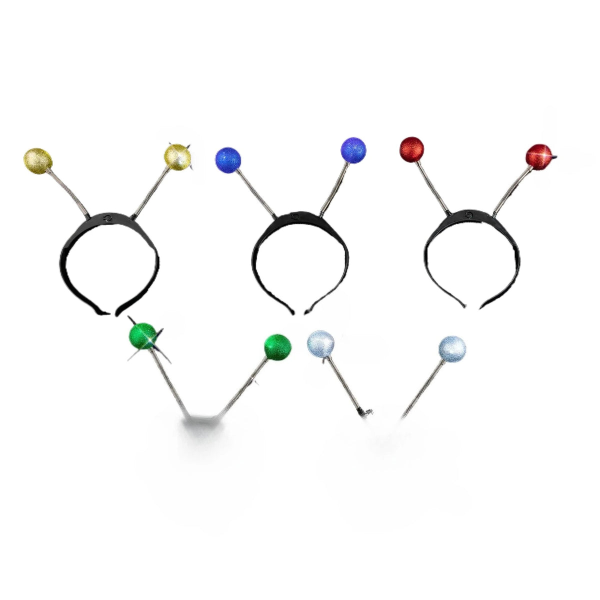 LED Alien Antenna Headband with Glitter – Glow Party Set LED Costume Headband Babs mix colors