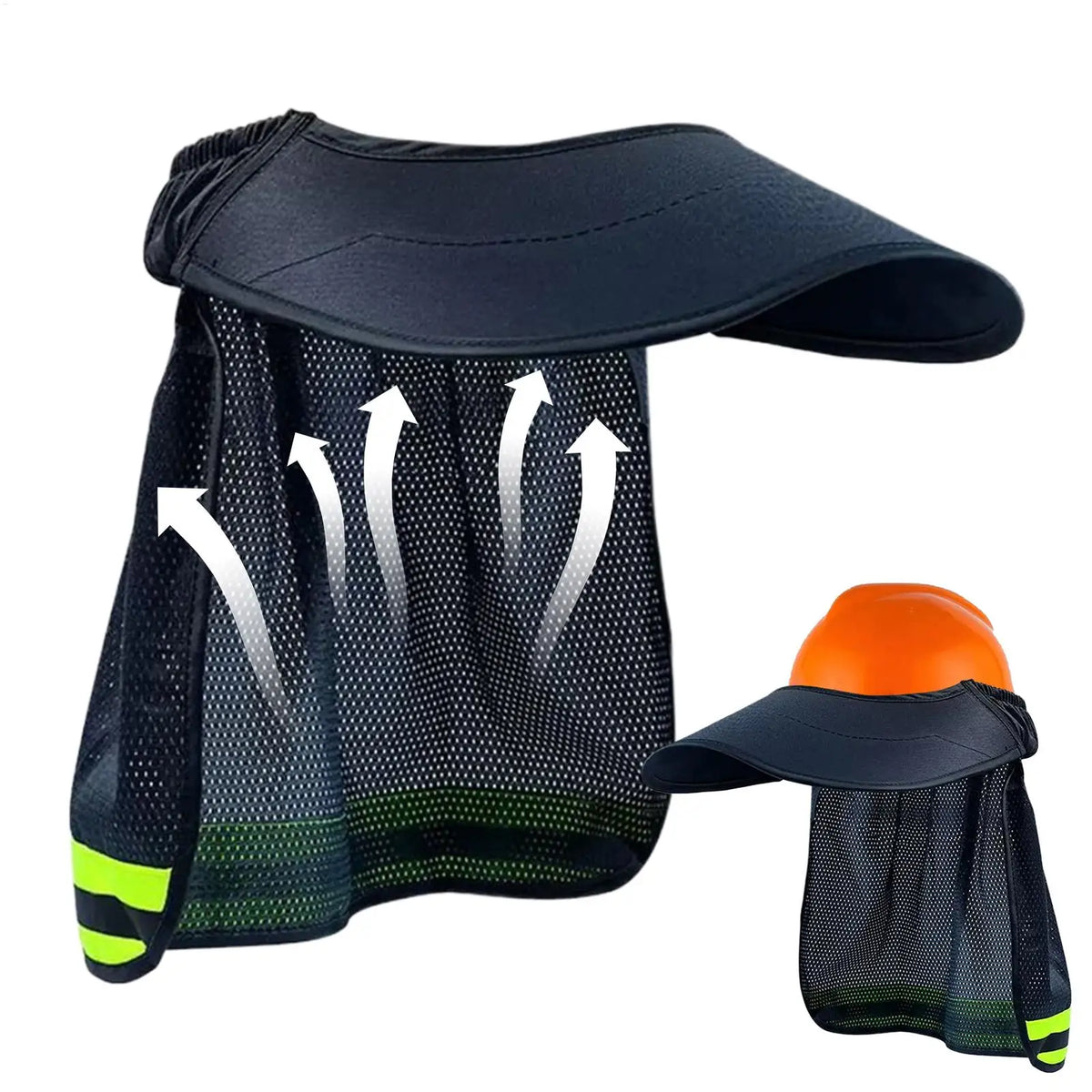 Hard Hat Sun Visor with Reflective Strip – Mesh Helmet Shade Hard Hat Sun Visor Babs
