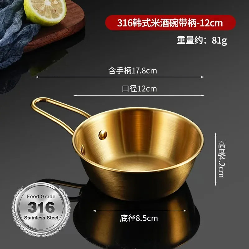 304 Stainless Steel Korean Bowl with Handle – Gold Finish Stainless Steel Bowl Babs Gold-2