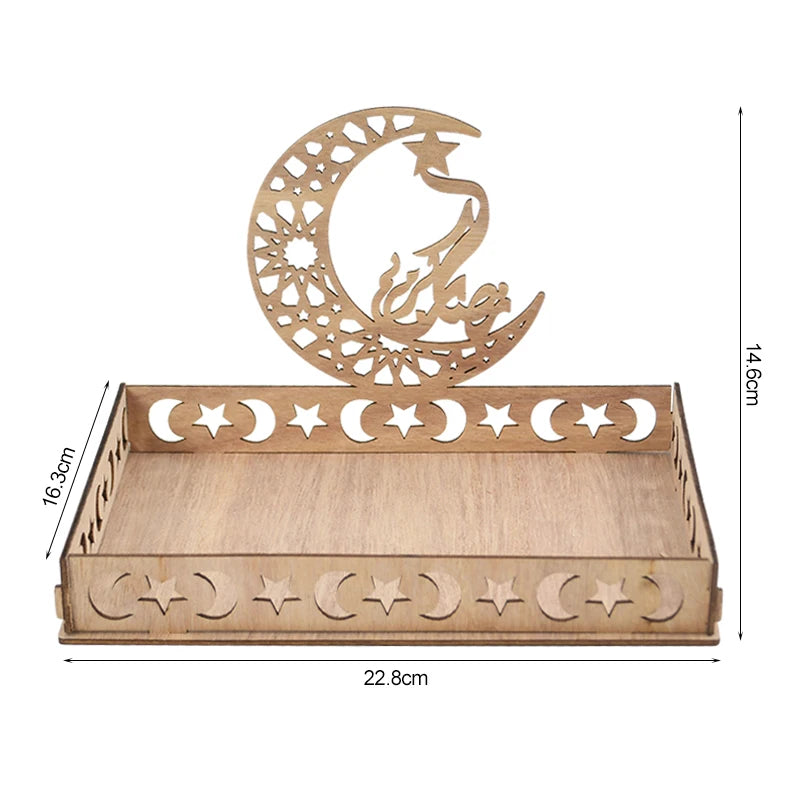 Wooden Eid Mubarak Food Tray – Ramadan Cake Display & Décor Wooden Serving Tray Babs 5