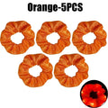 LED Light-Up Scrunchies – Satin Elastic Hair Bands for Parties LED Hair Scrunchies Babs Orange-5PCS