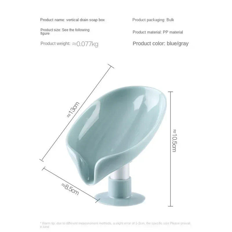 Leaf Shape Drain Soap Holder with Suction Cup – Bath Tray Soap Dish Holder Babs green