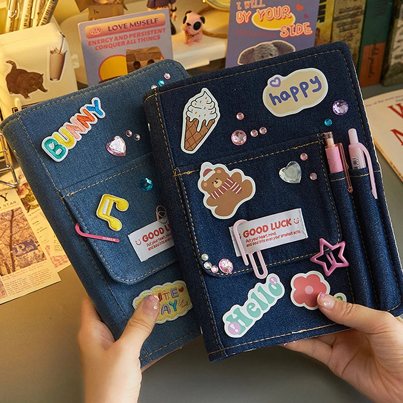 Denim Notebook Journal Diary – Y2K Retro Style with Pocket Denim Journal Notebook Babs