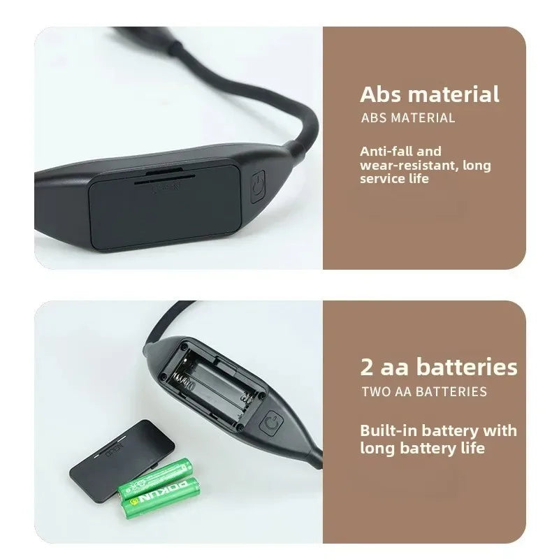 LED Neck Reading Light – 360° Flexible Arms, Battery Powered Neck Book Light Babs