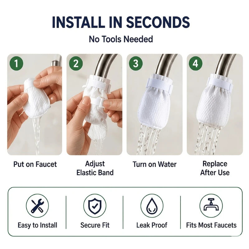 17pc Kitchen Faucet Filter Set – 15 Cartridges & 2 Straps Faucet Filter Set Babs