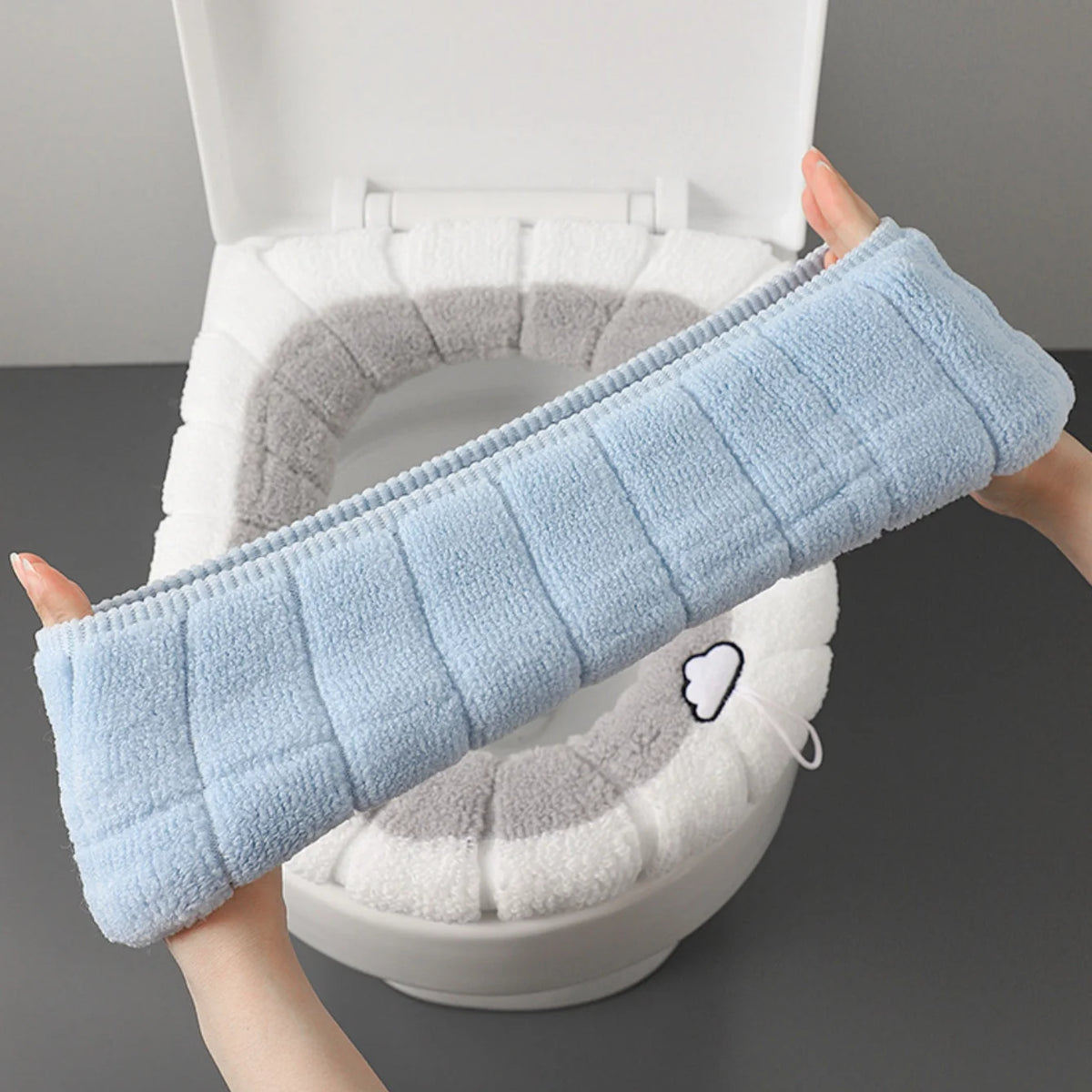 Stretchable Washable Toilet Seat Cushion Cover with Handle Toilet Seat Cover Babs