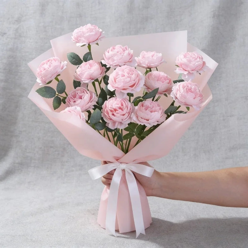 3pcs Silk Peony Flower Heads – Wedding & DIY Home Decor Artificial Silk Flowers Babs