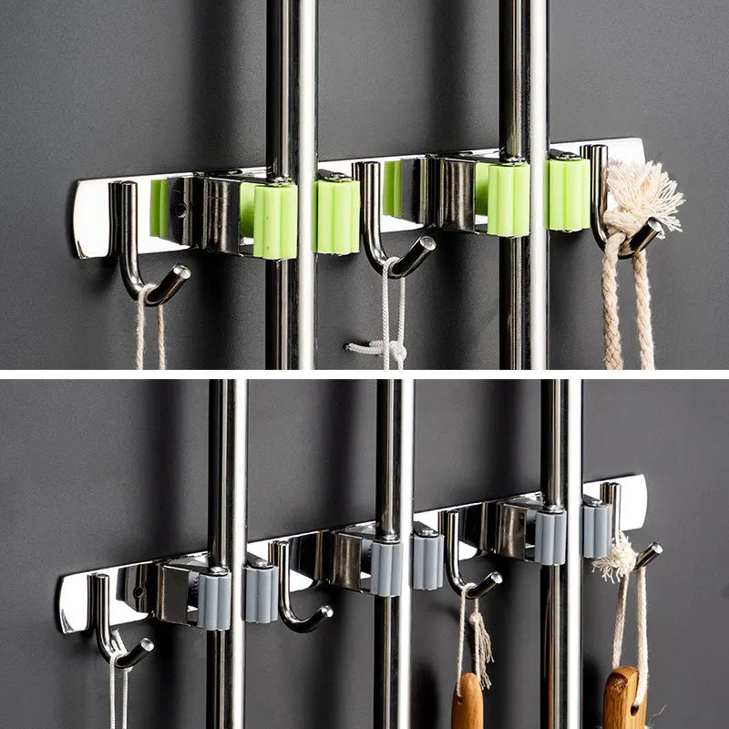 304 Stainless Steel Wall Mount Mop & Broom Holder Rack Wall Mount Tool Rack Babs