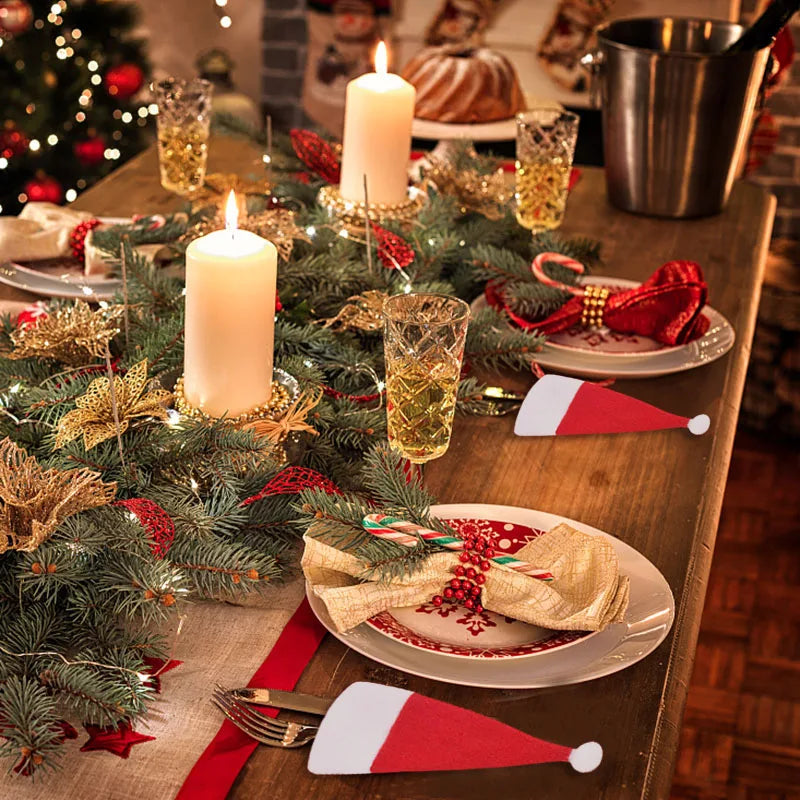 Christmas Hat Cutlery Holder Bags | Xmas Table Décor Set Cutlery Holder Bags Babs