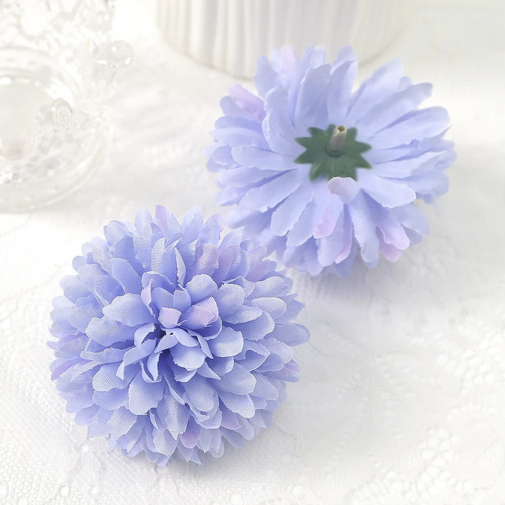 10 Pcs Orange Silk Chrysanthemum Artificial Flower Heads Decor Artificial Flower Heads Babs Light Purple 10Pcs