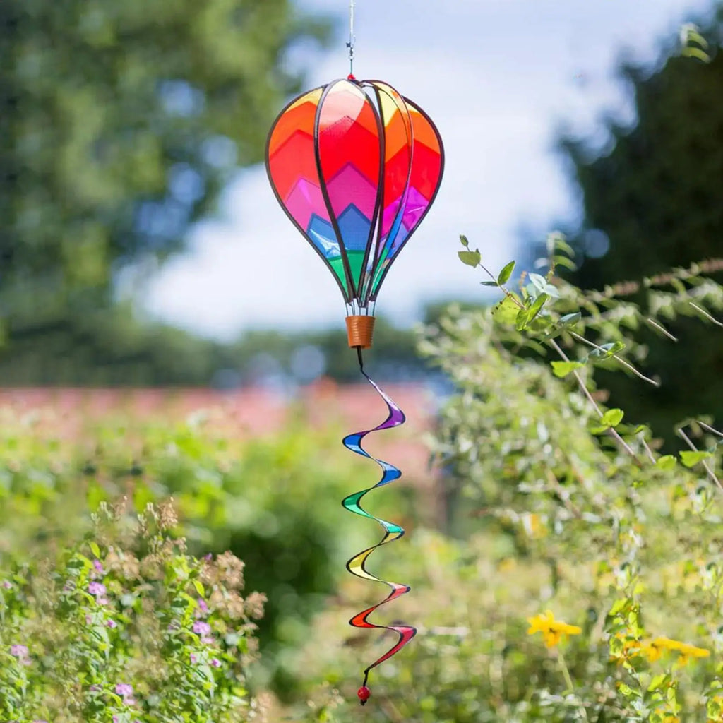 Rainbow Hot Air Balloon Wind Spinner – Outdoor Garden Décor Garden Wind Spinner Babs