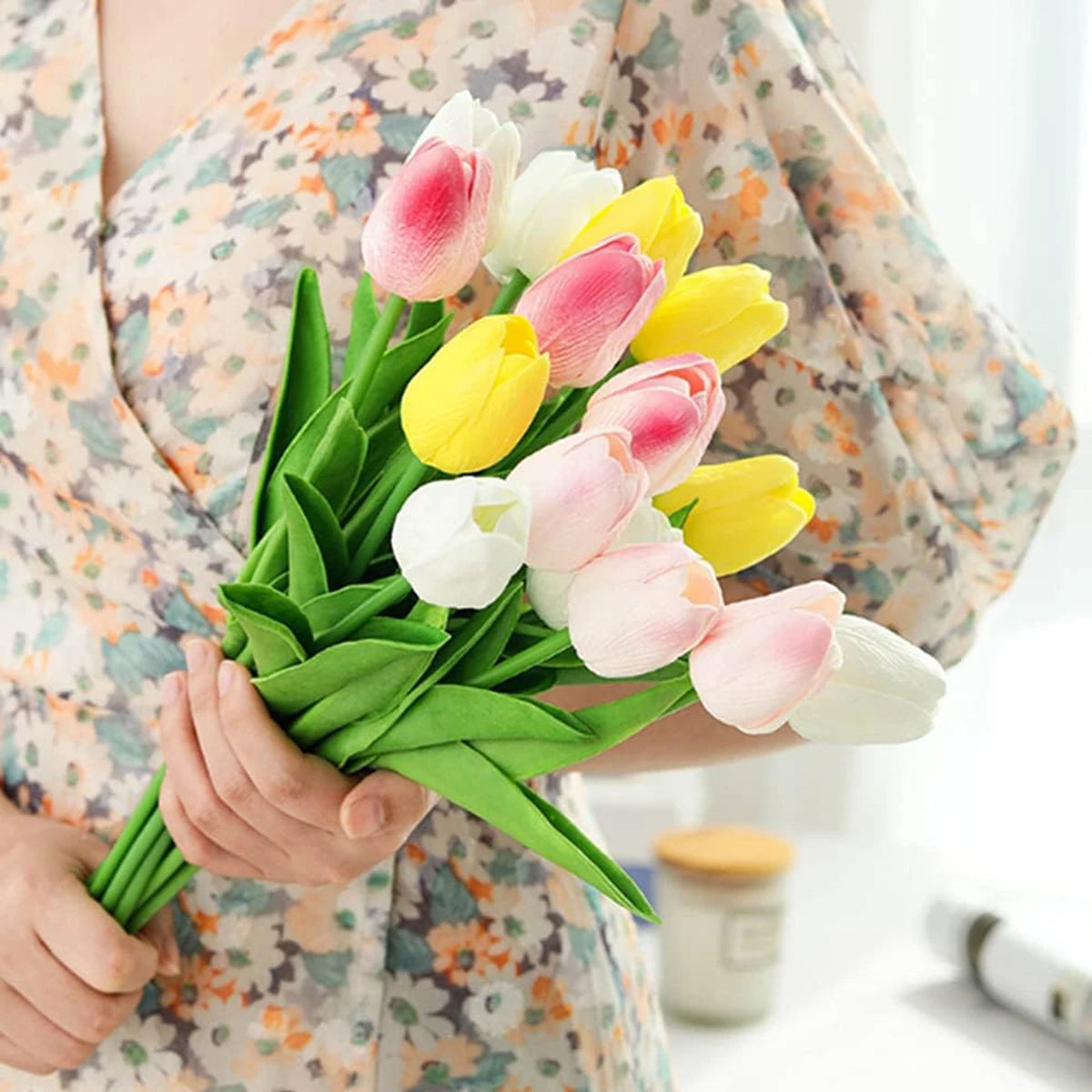 3/5PCS Real Touch Artificial Tulips – Home & Wedding Décor Artificial Flower Bouquet Babs