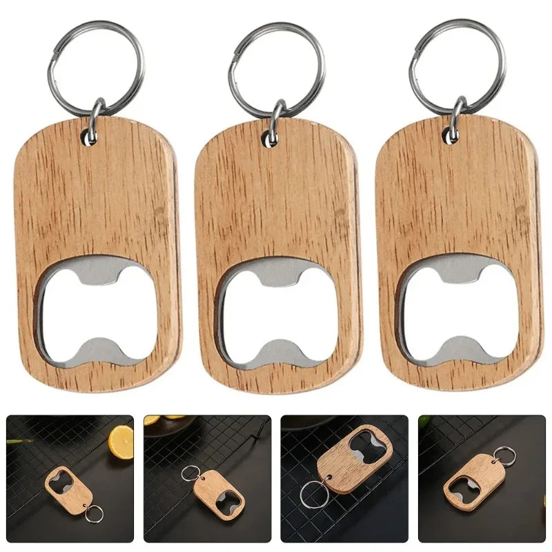 Wooden Handle Beer Bottle Opener Keychain 4 Pack Bottle Opener Keychain Babs