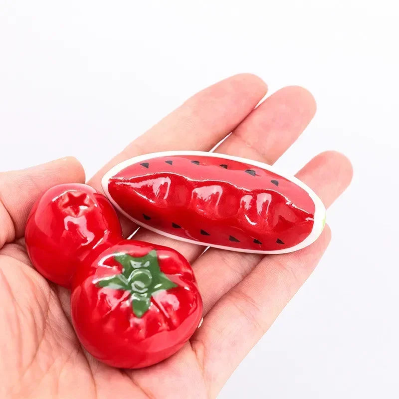 Ceramic Fruit Chopstick Holder – Watermelon & Tomato Design Chopstick Rest Babs