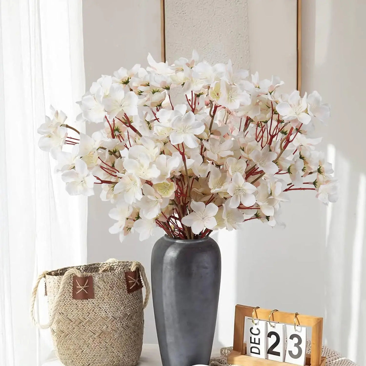 Silk Peach Blossom Artificial Bouquet – Wedding & Home Décor Artificial Flower Bouquet Babs