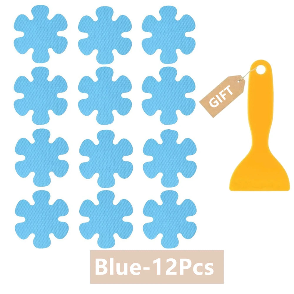 Non-Slip Bathtub Shower Stickers – Anti-Slip Safety Grip Decals Non-Slip Safety Stickers Babs Blue 12Pcs 10CM