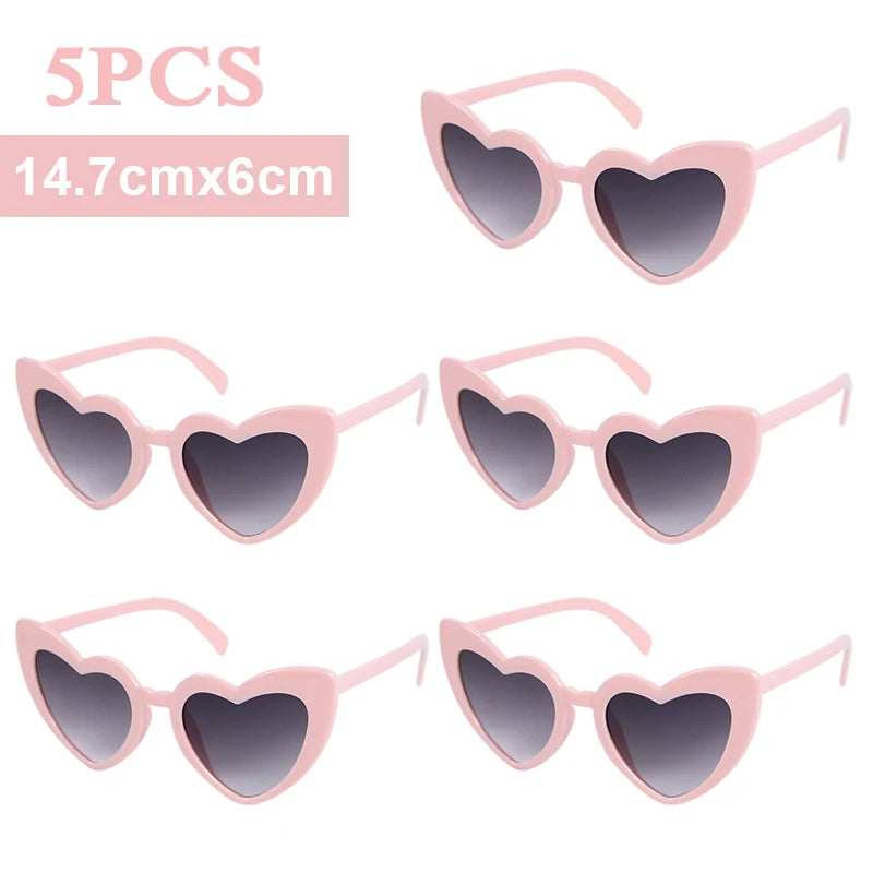 Heart Shaped Bachelorette Party Sunglasses | Bridal Shower Gift Party Novelty Sunglasses Babs 5pcs pink
