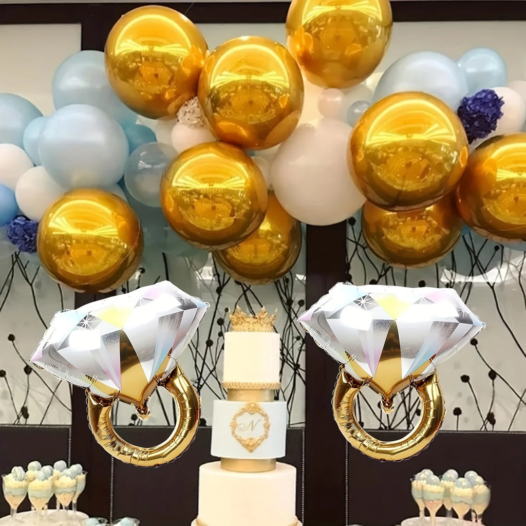 2PCS Diamond Ring Foil Balloons – Wedding & Engagement Party Party Foil Balloons Babs