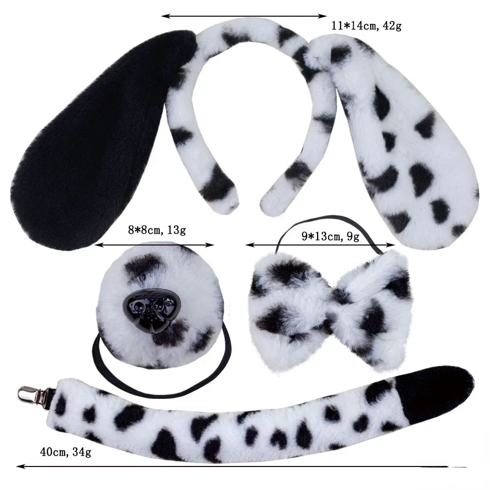 Spotted Dog Anime Cosplay Costume Set – Ears, Tail, Skirt & Nose Cosplay Costume Set Babs set 5 suit kids and adult