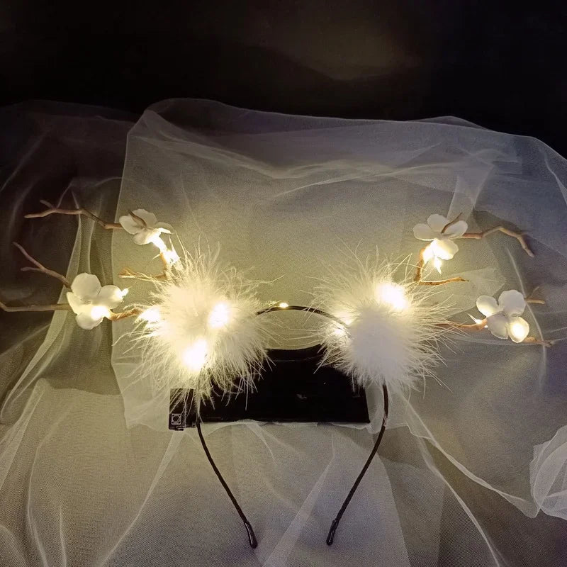 10pcs LED Light-Up Flower Headbands for Party & Concert LED Party Headband Babs