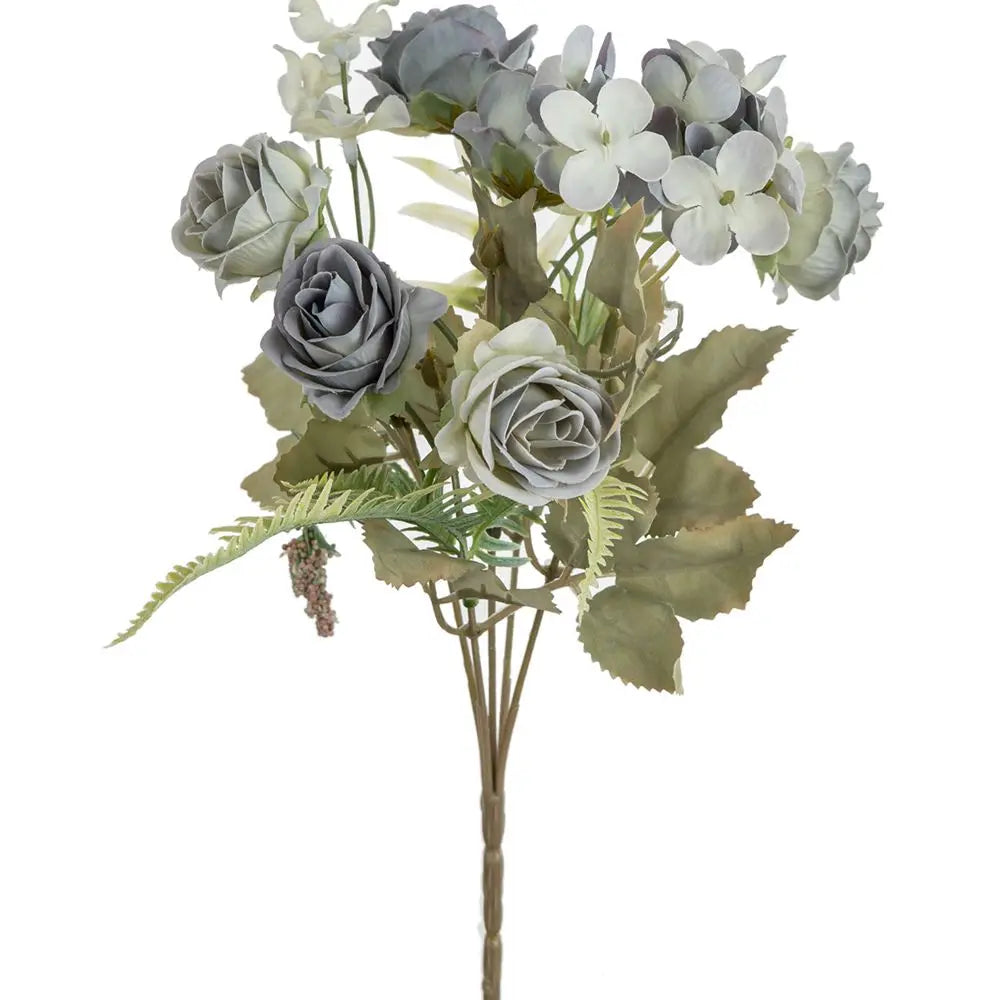 Silk Artificial Rose Bouquet – Wedding & Home Décor Gift Artificial Flower Bouquet Babs Blue 1pc