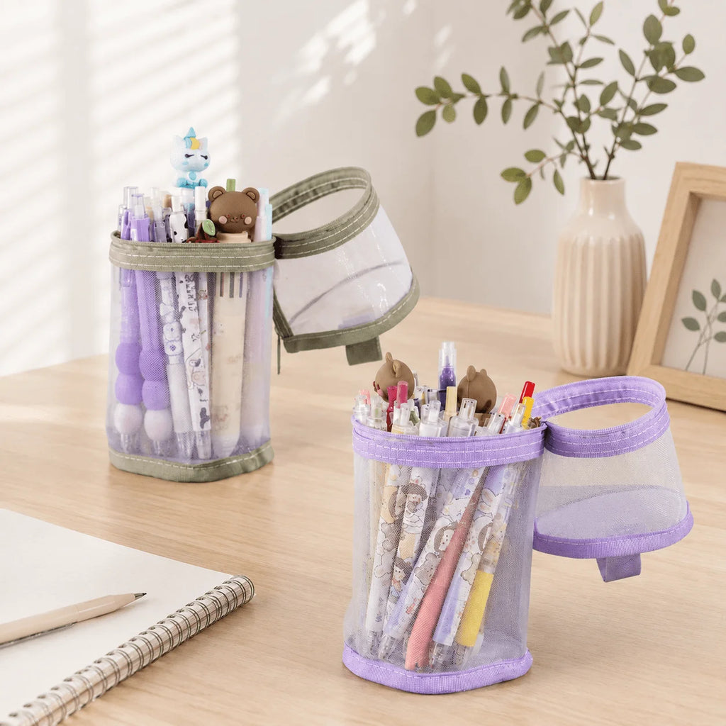 Transparent Stand-Up Pen Cases | Large Capacity, Set of 1–4 Pencil Case Organizer Babs