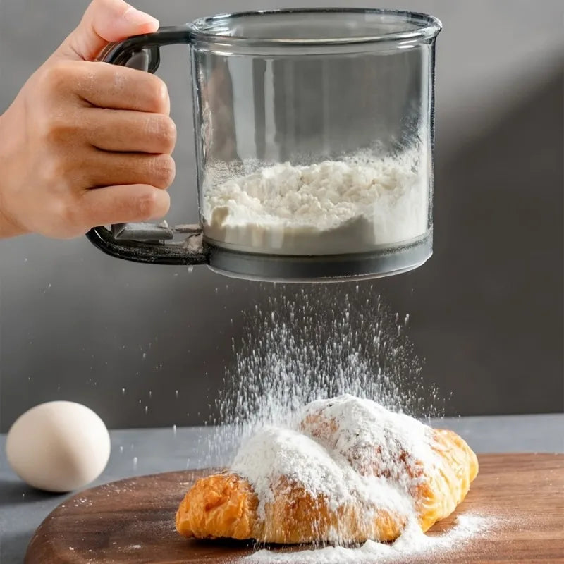 Transparent Semi-Automatic Handheld Flour Sieve Baking Tool Handheld Flour Sieve Babs