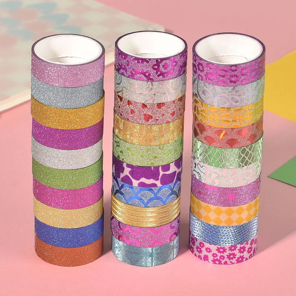 10pcs Glitter Washi Tape Set – DIY Scrapbook & Journal Craft Decorative Washi Tape Babs
