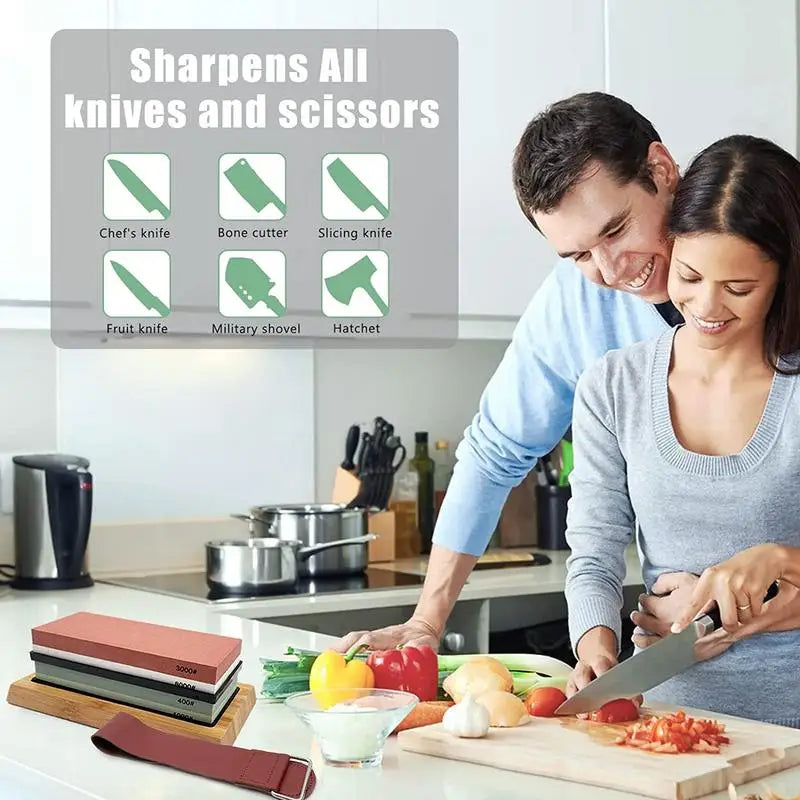 9-Piece Knife Sharpening Kit – 400 to 8000 Grit Whetstone Set Knife Sharpening Kit Babs