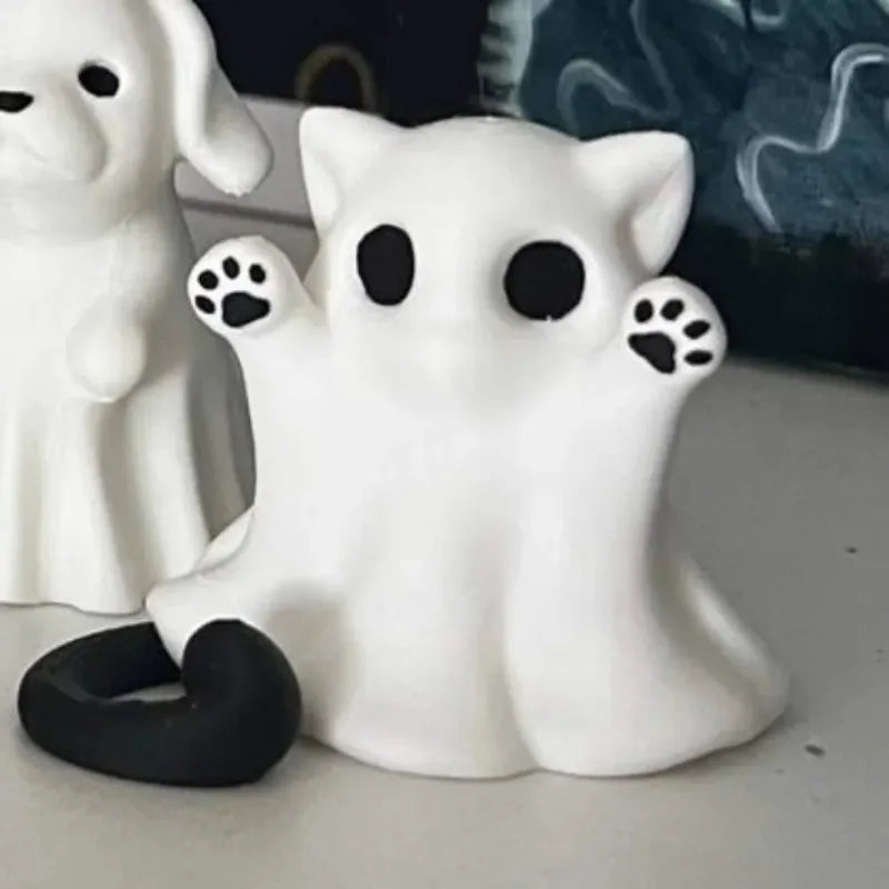 Mini Kitten Ghost Halloween Ornaments – Cute Cat Desktop Decor Halloween Cat Ornament Babs