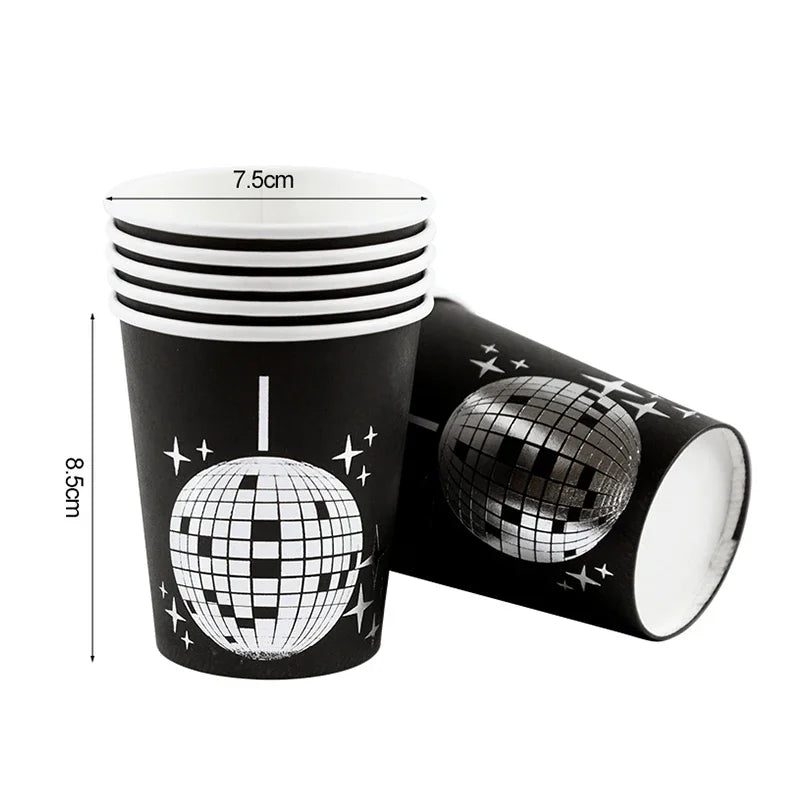Disco Party Disposable Tableware Set – Silver Ball Plates & Cups Disposable Party Tableware Babs