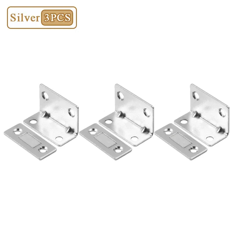 L-Shape No-Drill Magnetic Door Catch – Cabinet & Closet Latch Magnetic Door Catch Babs Silver-3PCS